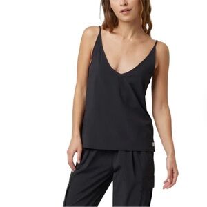 Vuori Villa Cami Black Silky Stretch Performance V-Neck Tank Top XL